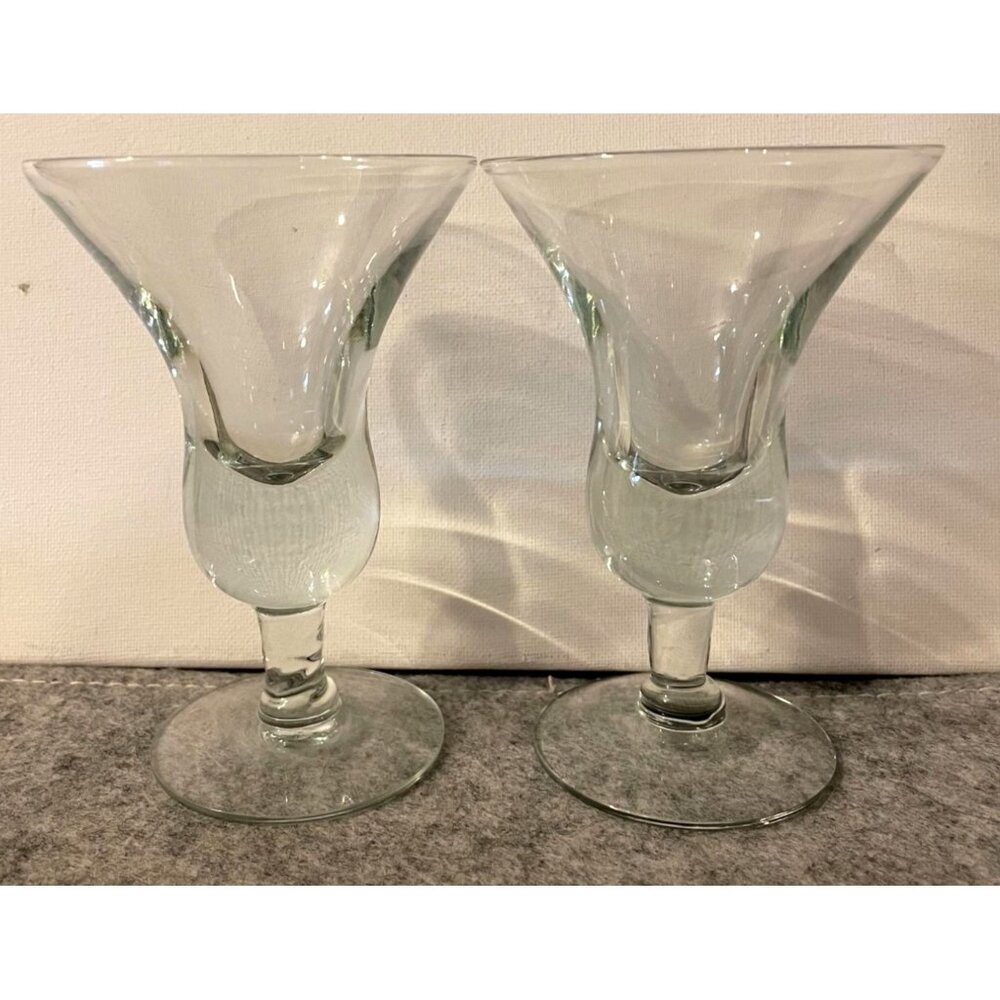 Set of 2 Vintage Tulip Shaped Cordial/Shot Glasses  # 2224